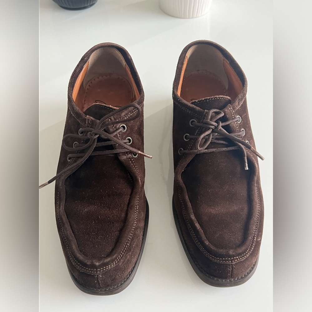 RARE VINTAGE Joan Helpern Brown Suede Laced Loafers Derbys 90s Y2K Joan & David - Picture 6 of 11